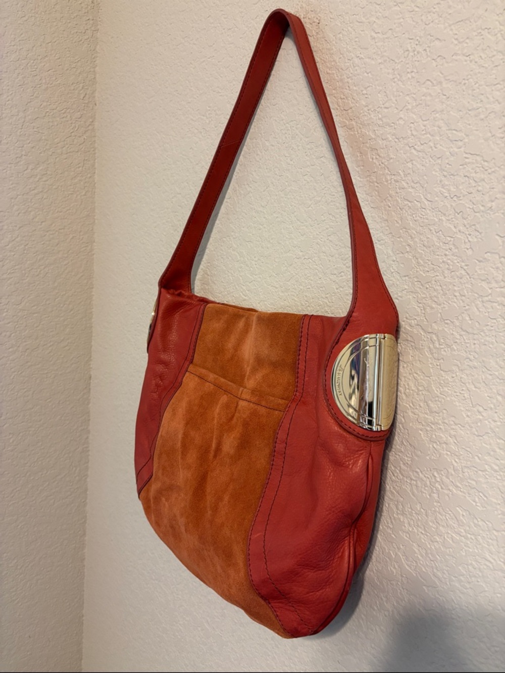 B. Makowsky Suede Leather Shoulder Bag in Burnt Orange - Picture 2 of 9